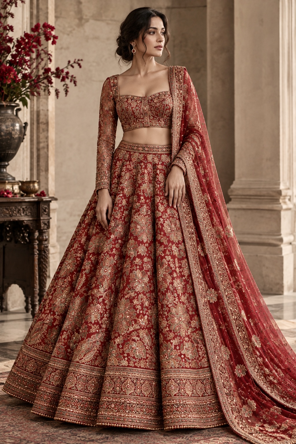 Regal ivory and gold embroidered couture ensemble from Mehr-e-Shahi by Alia Qureshi Atelier