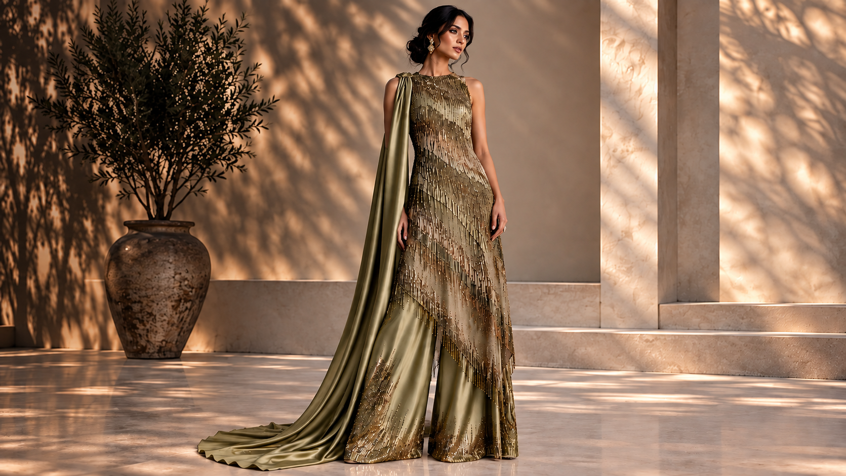Sculptural embellished couture gown from Vestara by Alia Qureshi Atelier