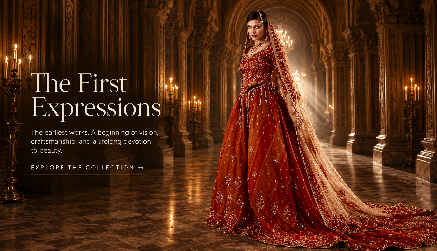 Red and gold bridal couture lehenga from The First Expressions by Alia Qureshi Atelier