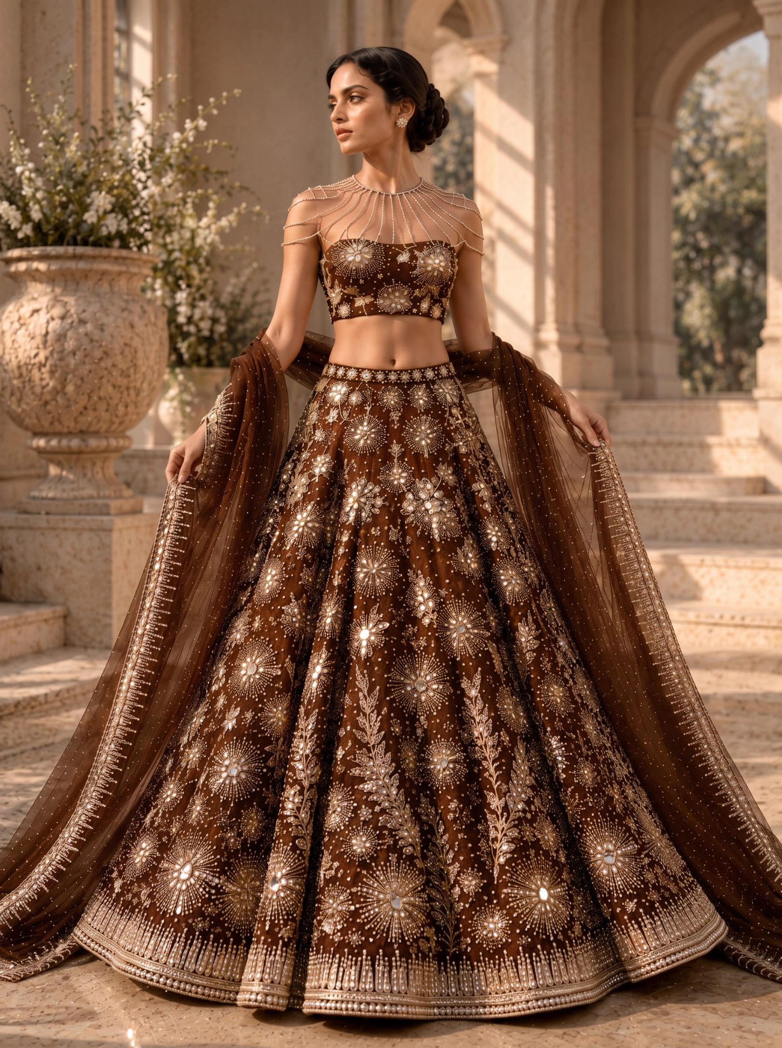 Expresso intricately embroidered couture gown from Whisper by Alia Qureshi Atelier