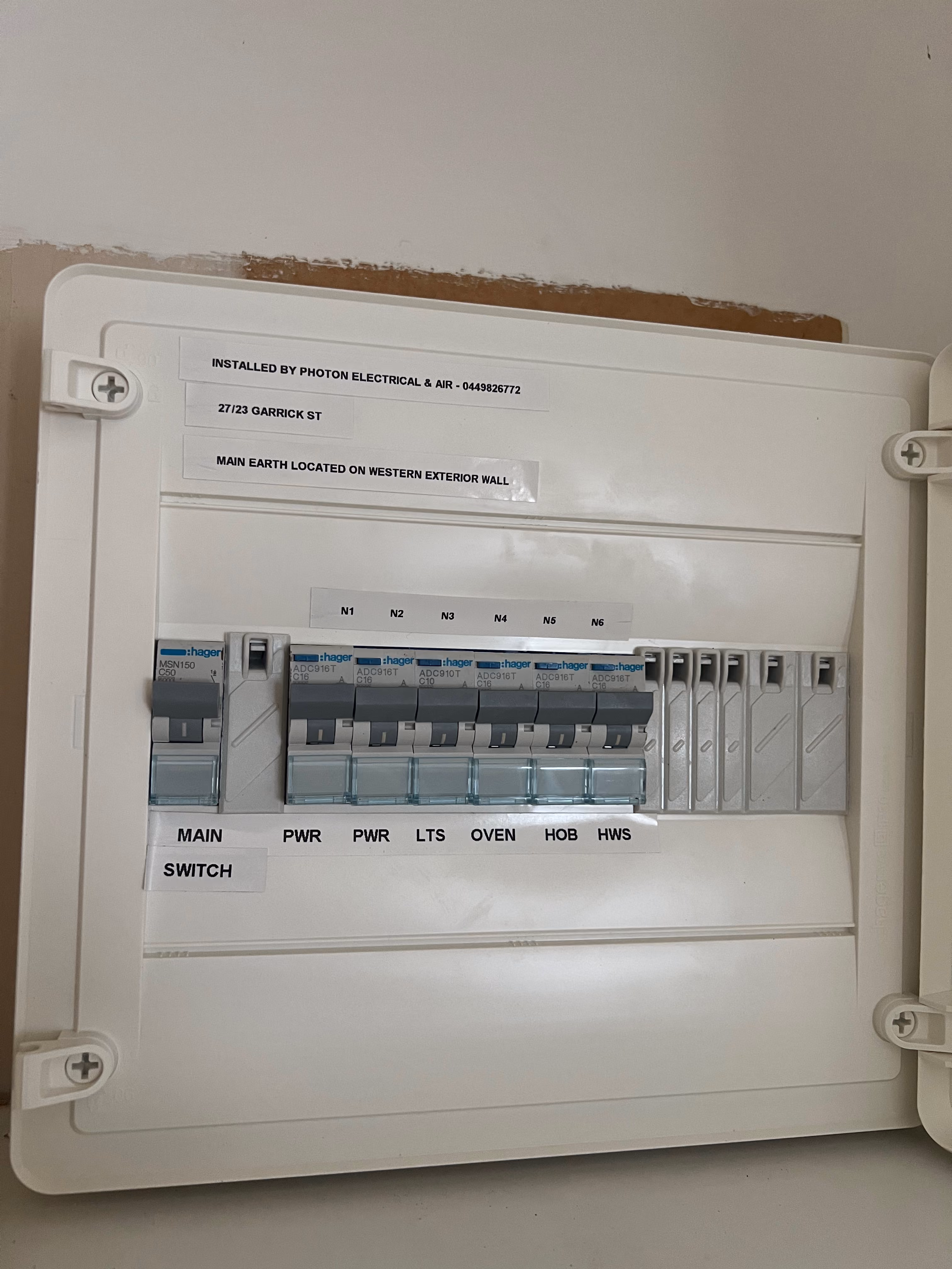 Modern switchboard upgrade with RCD protection by Photon Electrical & Air