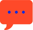 Orange chat bubble with three blue dots indicating a typing or messaging status.