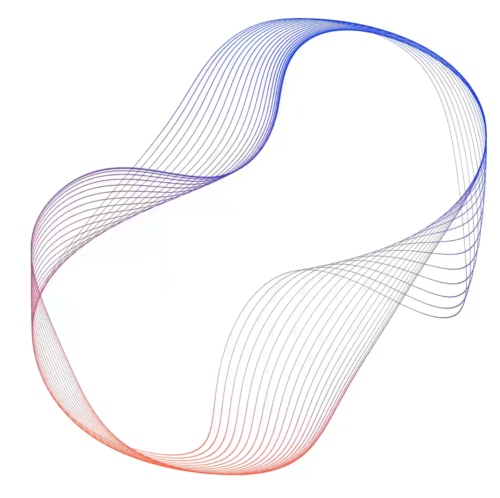 Wave-shaped gradient lines forming a smooth, twisting loop transitioning from red to blue.