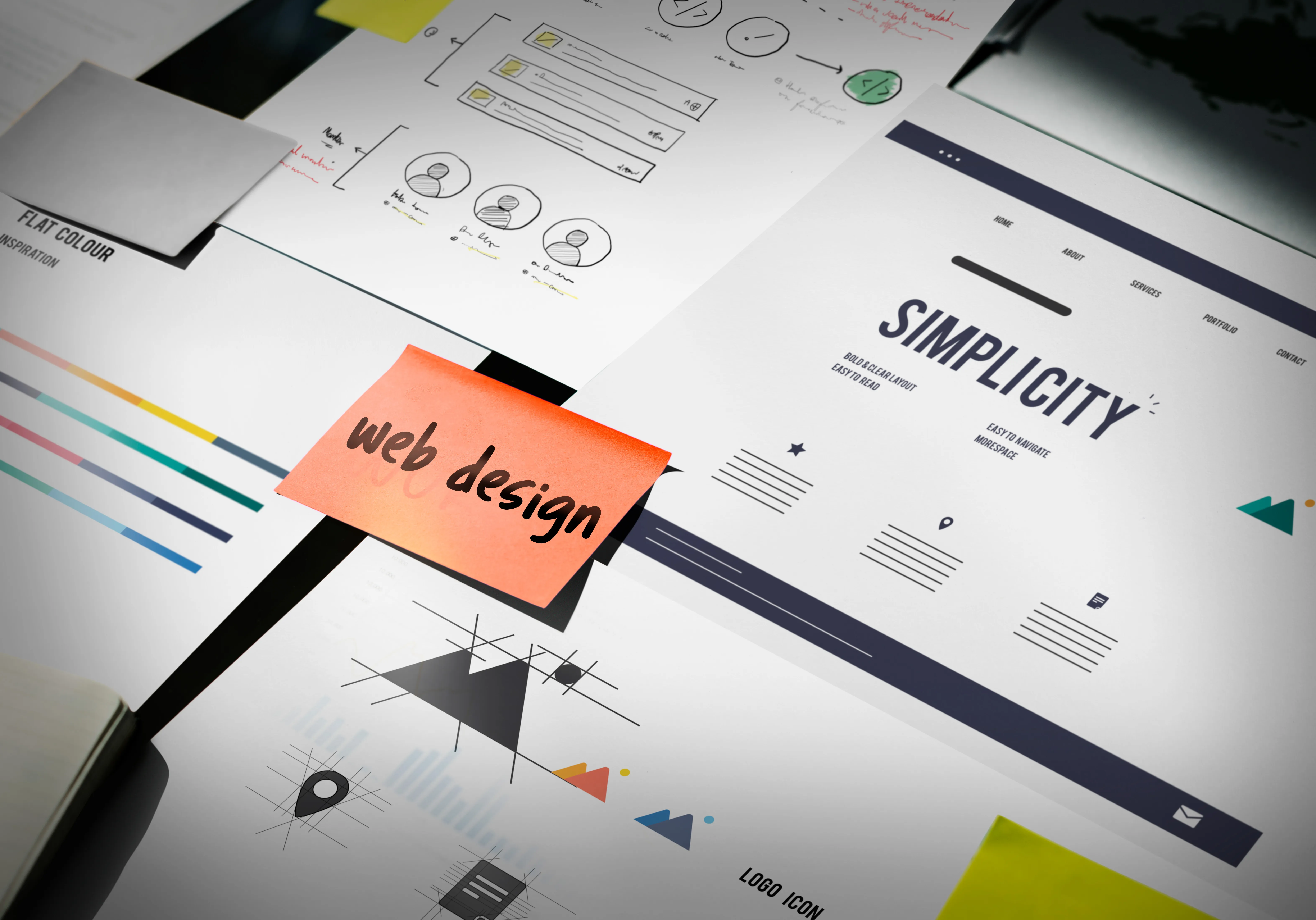 Website design concepts and wireframes focused on simplicity, representing a professional consultancy website built to communicate expertise clearly and attract qualified prospects.