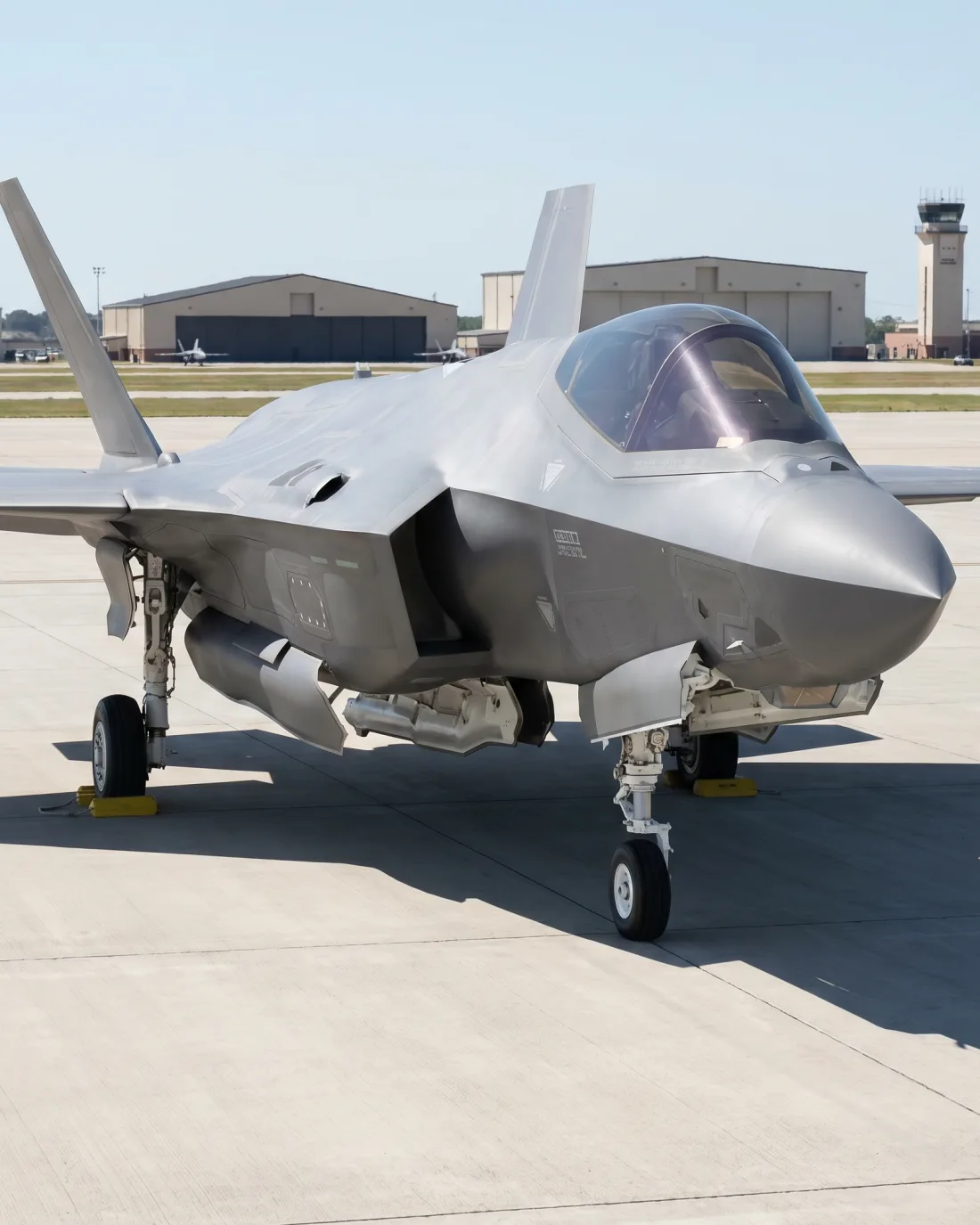 Modern military fighter jet on the flight line