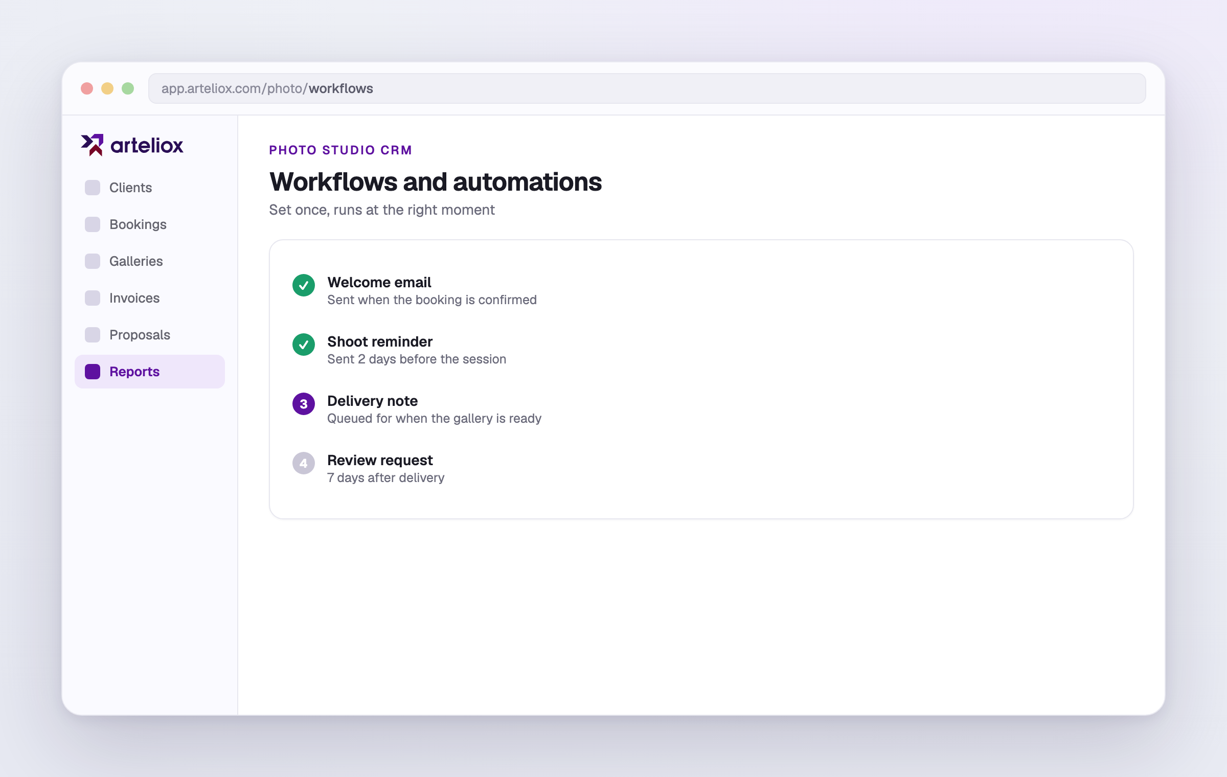 A workflow of staged client emails on a job.