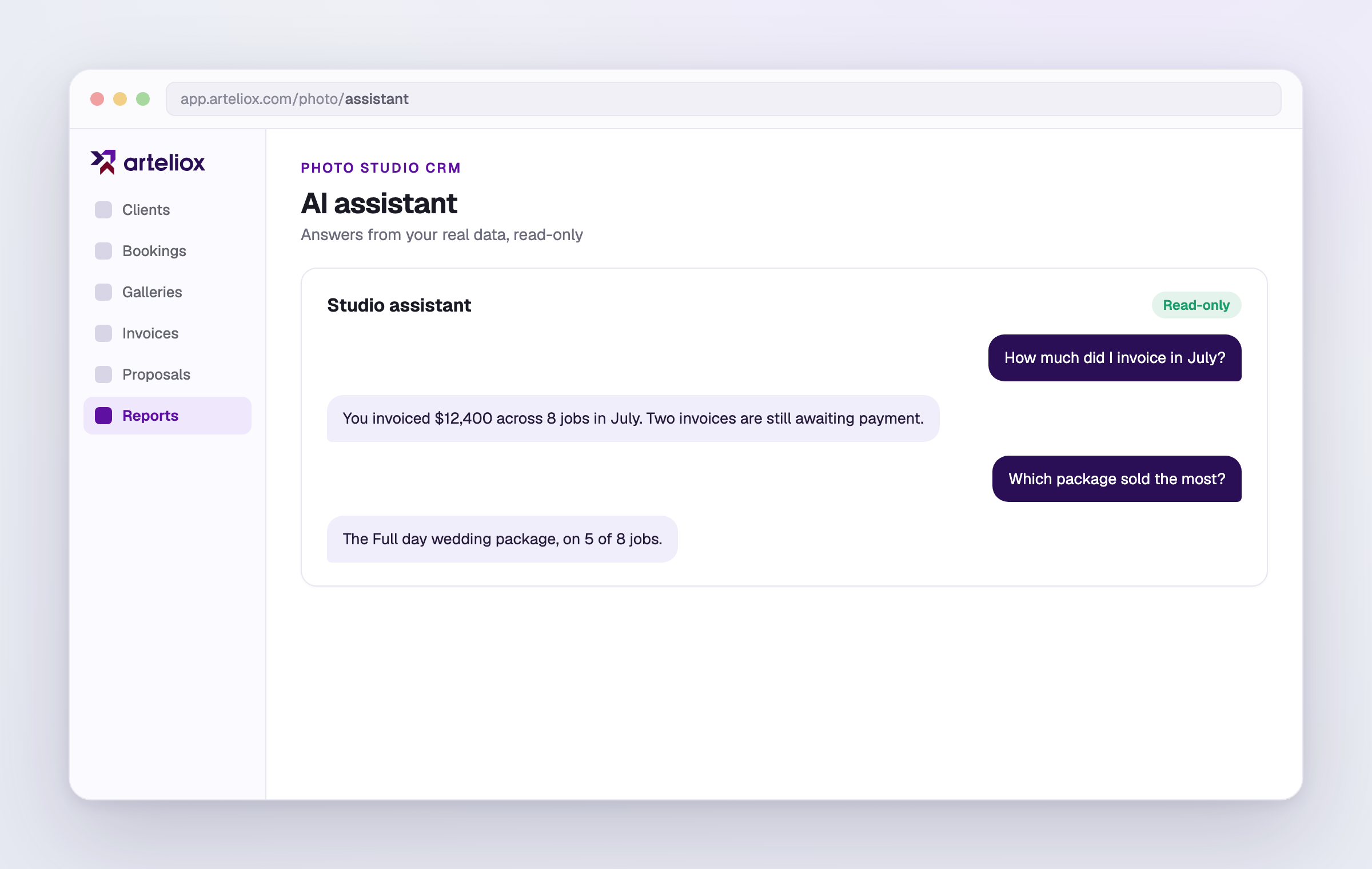 A read-only AI connection to your studio data, with consent controls.