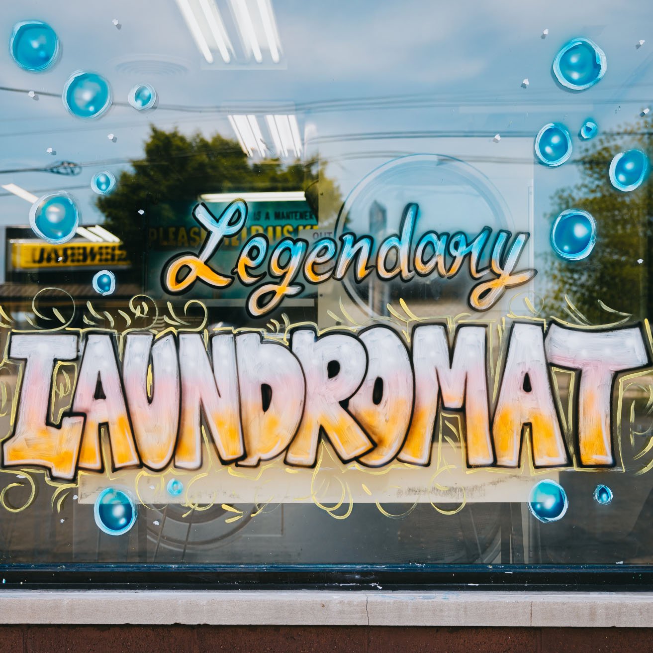 Detail shot of Legendary Laundromat interior in Cortland IL
