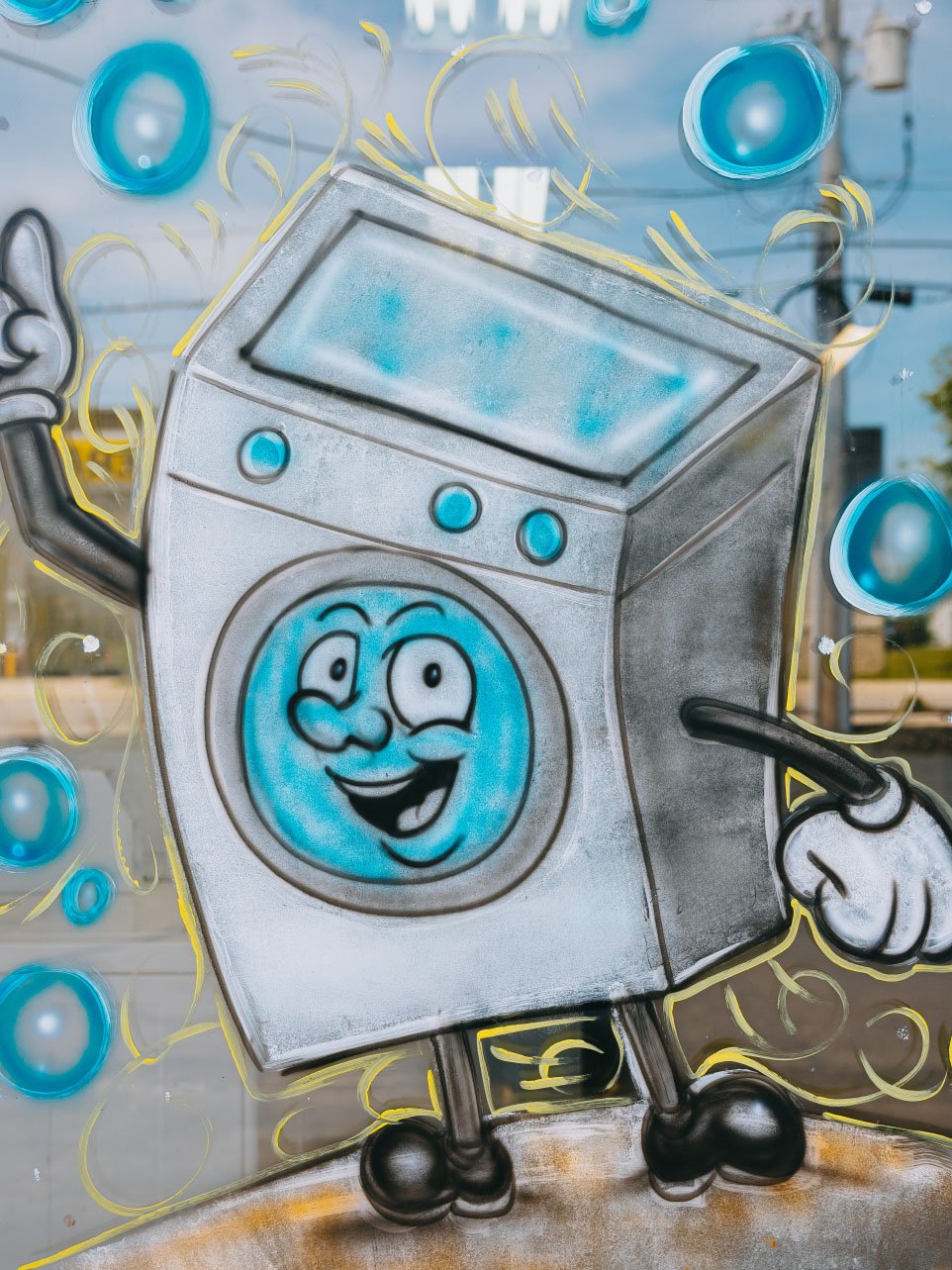 Tall stack of dryers at Legendary Laundromat in Cortland IL