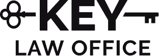 Logo with a black key icon and the text 'KEY LAW OFFICE' in bold capital letters.
