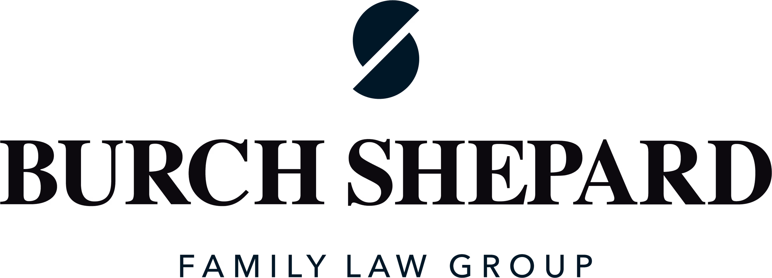 Burch Shepard Family Law Group logo with stylized split circle above the name.