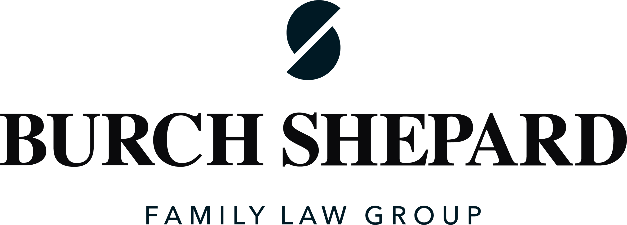 Burch Shepard Family Law Group logo with stylized split circle above the name.
