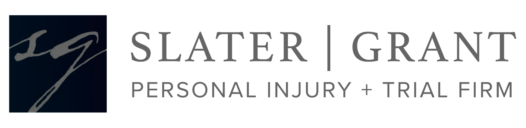 Slater Grant logo with initials and text Personal Injury + Trial Firm.