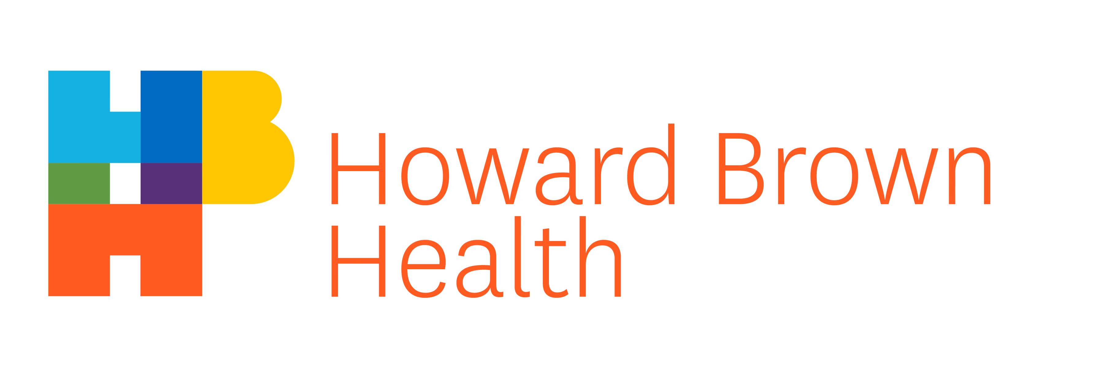 Colorful HB logo block design next to orange text reading Howard Brown Health.
