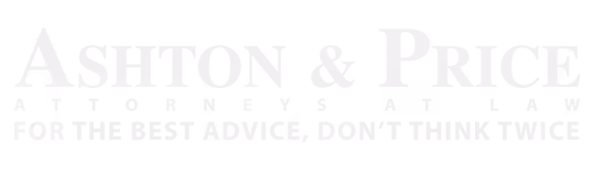 Logo for Ashton & Price Attorneys at Law with tagline: The best advice, don't think twice.