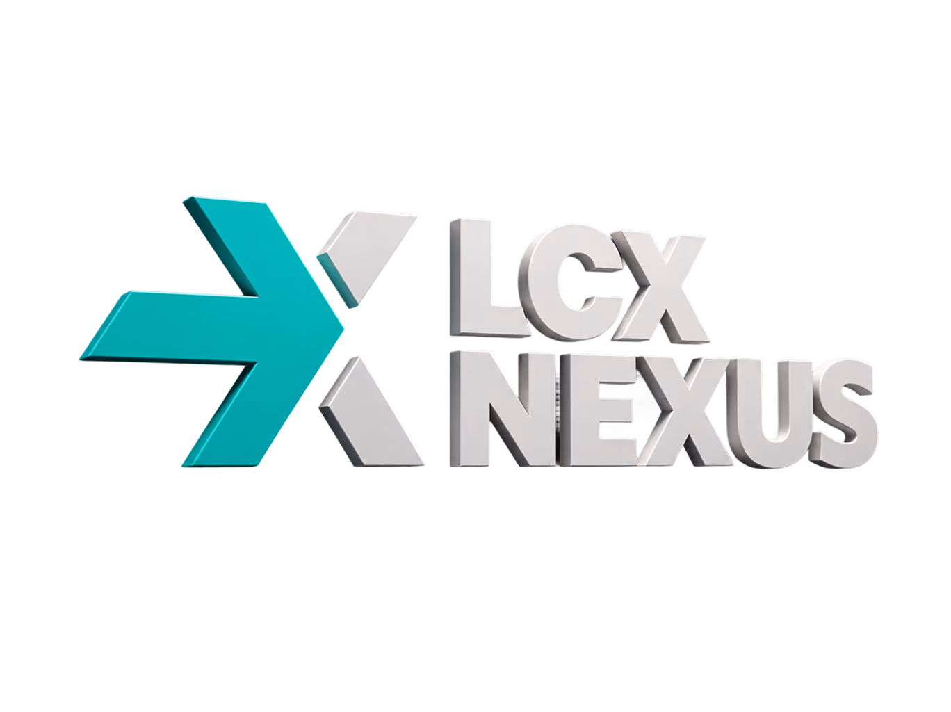 Logo von LCX Nexus mit einem stilisierten blaugrünen Pfeil links und den weißen Buchstaben LCX NEXUS rechts.