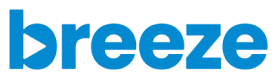 Breeze brand logo text in blue lowercase letters.