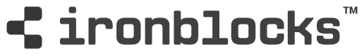 Ironblocks logo with stylized blocks forming a symbol to the left of the text.