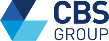 CBS Group logo with geometric shapes in blue tones to the left of the company name in dark blue text.