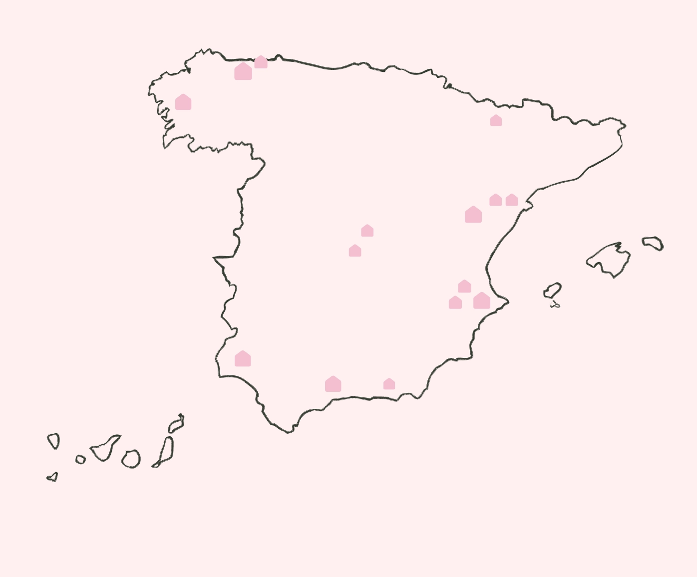 Map of Spain with host towns