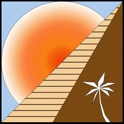 Original Armando Allí logo: sun, pyramid, and palm