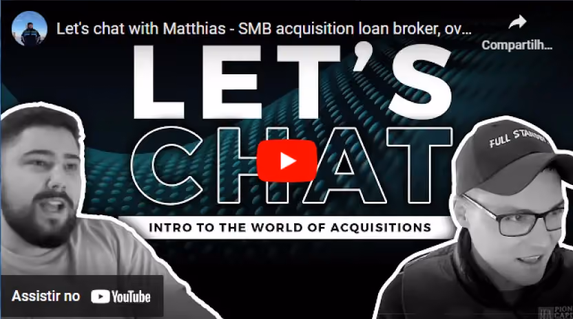 Let's chat with Matthias - SMB acquisition loan broker, over $100m financed