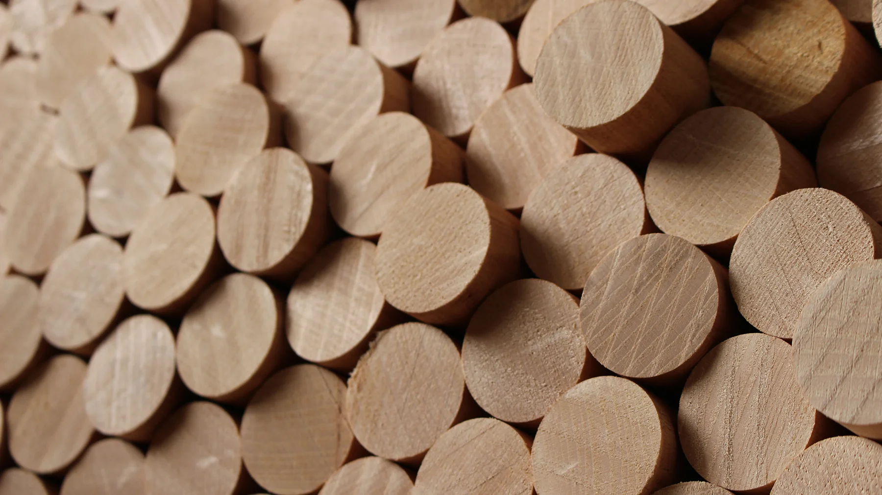 Close-up view of stacked cork base