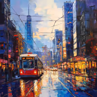Painting of a city street