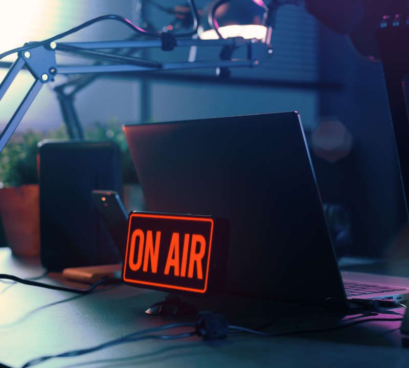 On Air sign in a radio studio