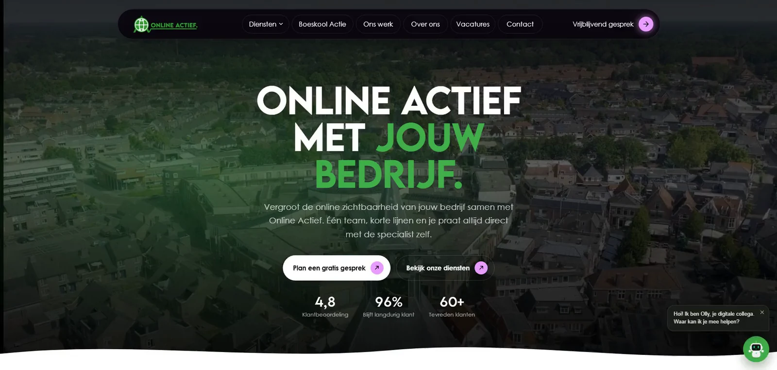 Olly, de digitale collega van Online Actief, in gesprek op de website