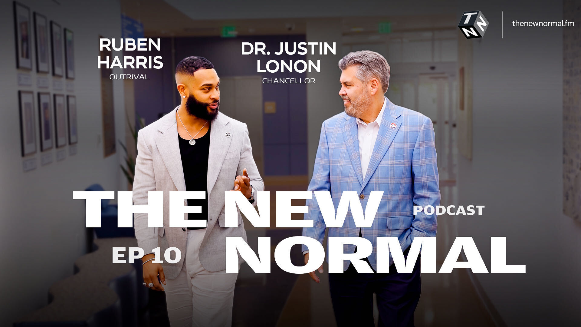 Justin Lonon with Ruben Harris on The New Normal, Dallas College episode