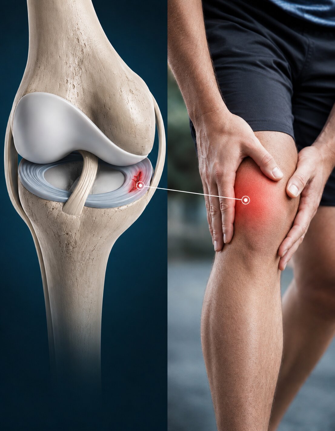 knee with sports tape across the kneecap