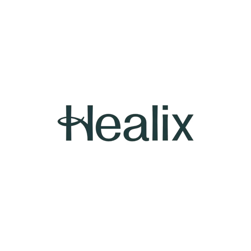 Healix logo with stylized H including a curved line crossing its left vertical bar