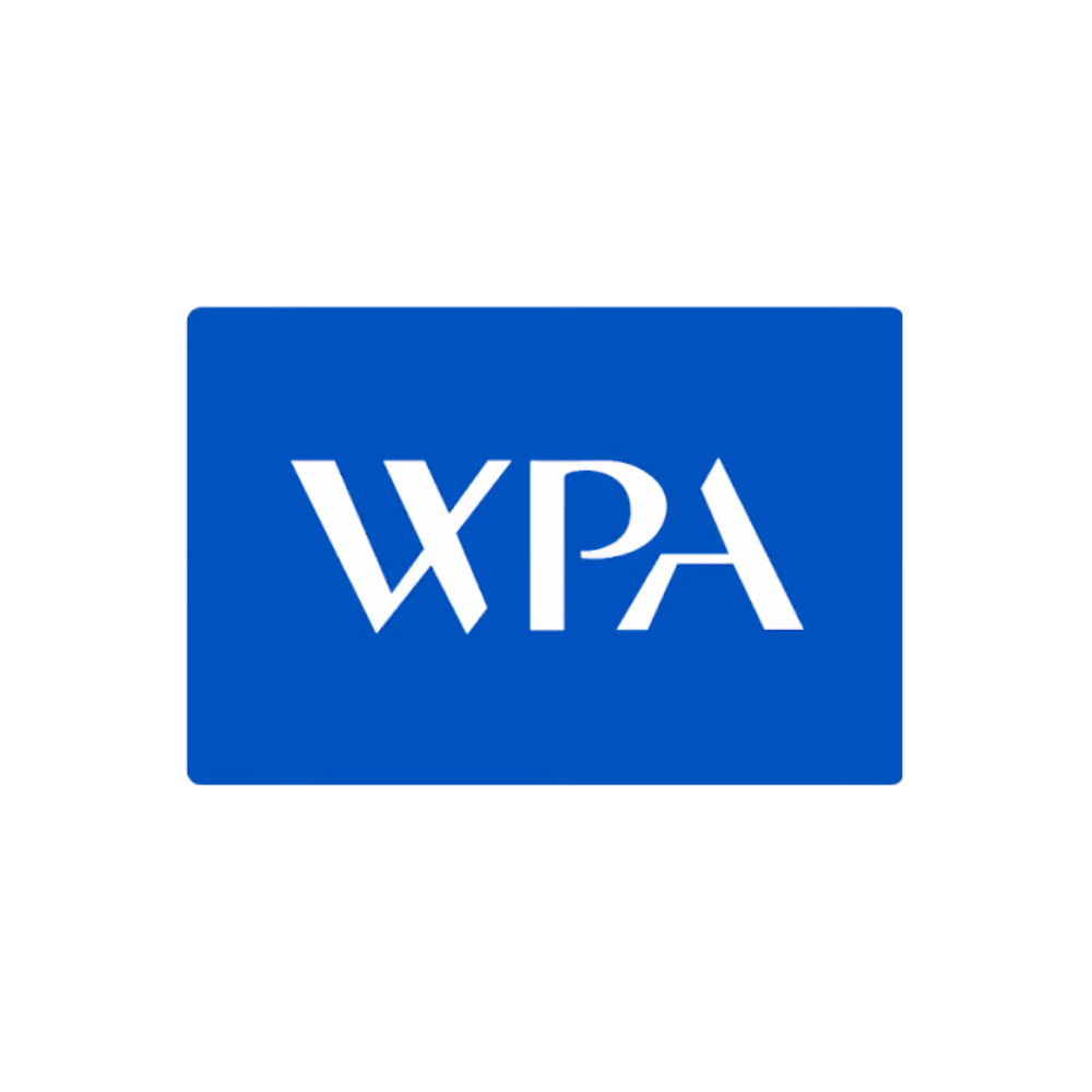 WPA logo in white on a blue rectangular background.