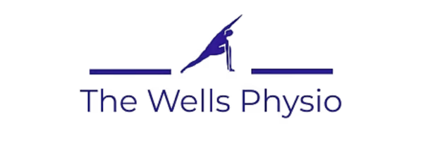 wells physio logo, silhouette of someone stretching