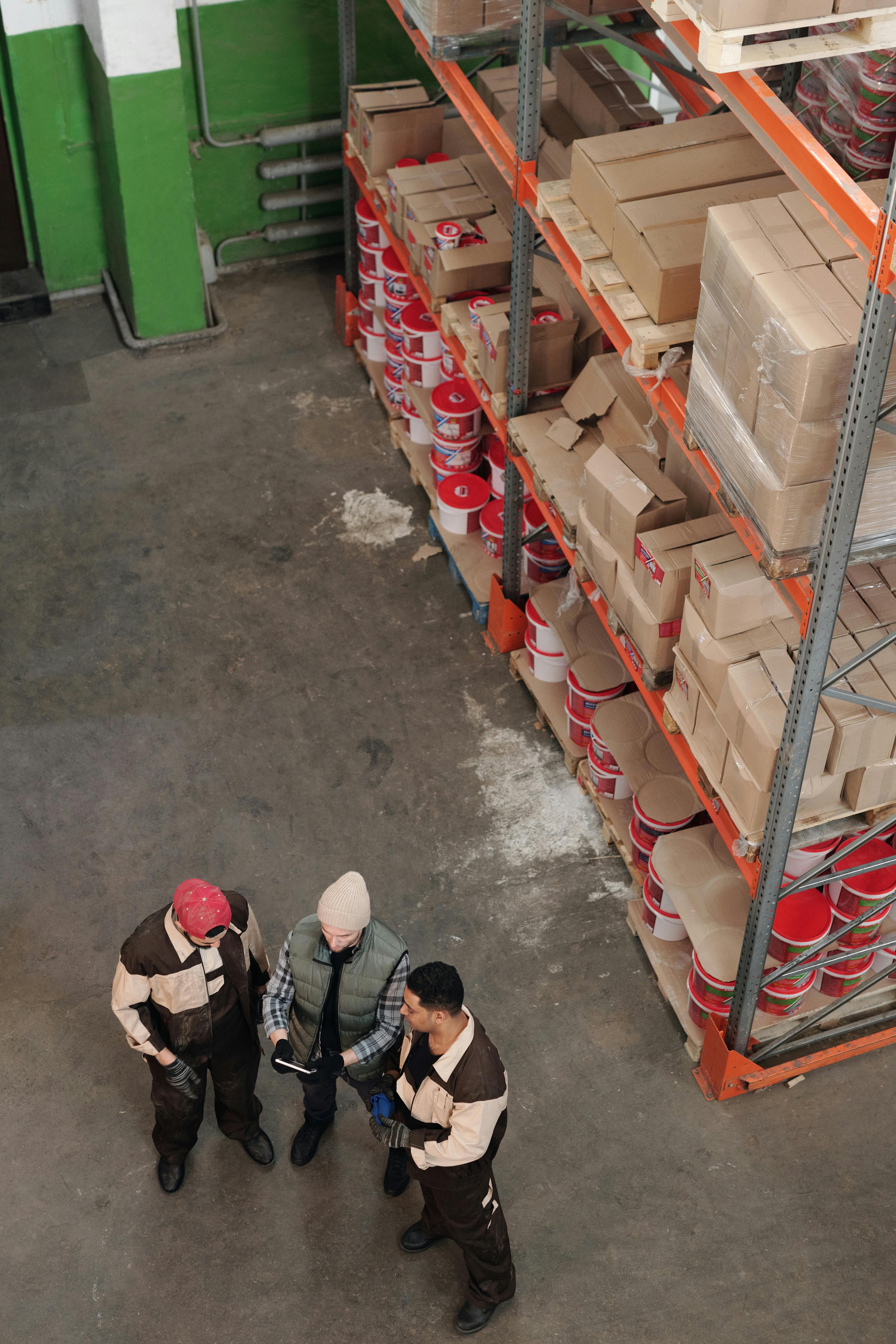 A logistics manager performing an inventory count