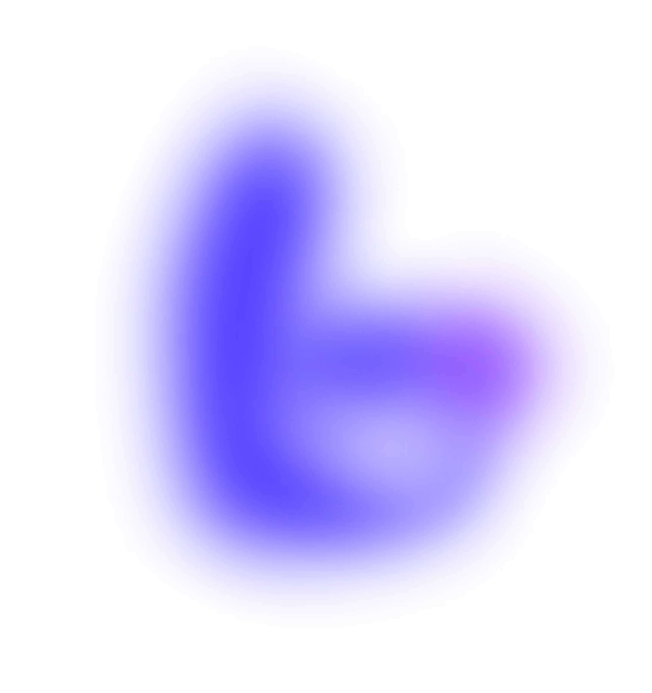 Glowing blue and purple blurred organic shape with soft edges on black background.