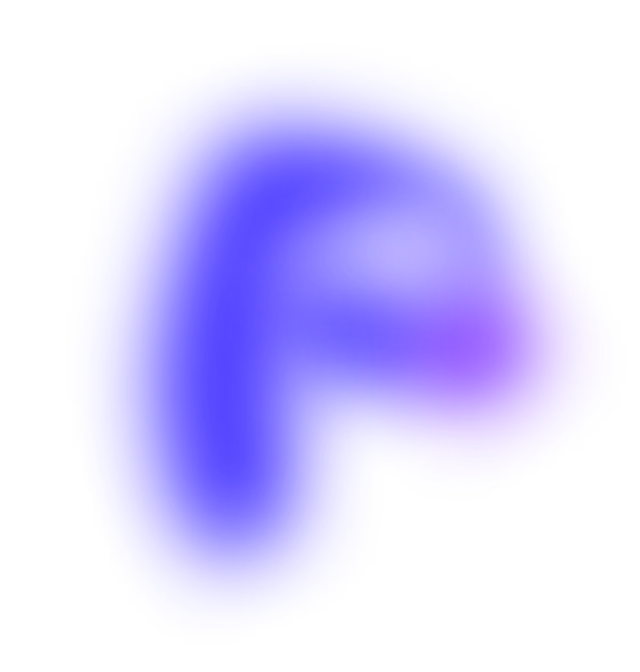 Abstract blurred irregular shape in vibrant blue and purple tones on black background.