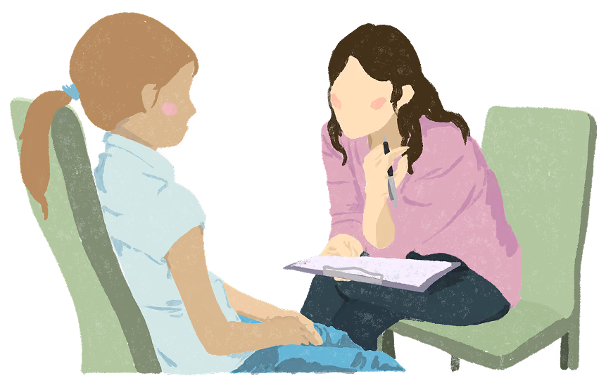 Therapist speaking with a client