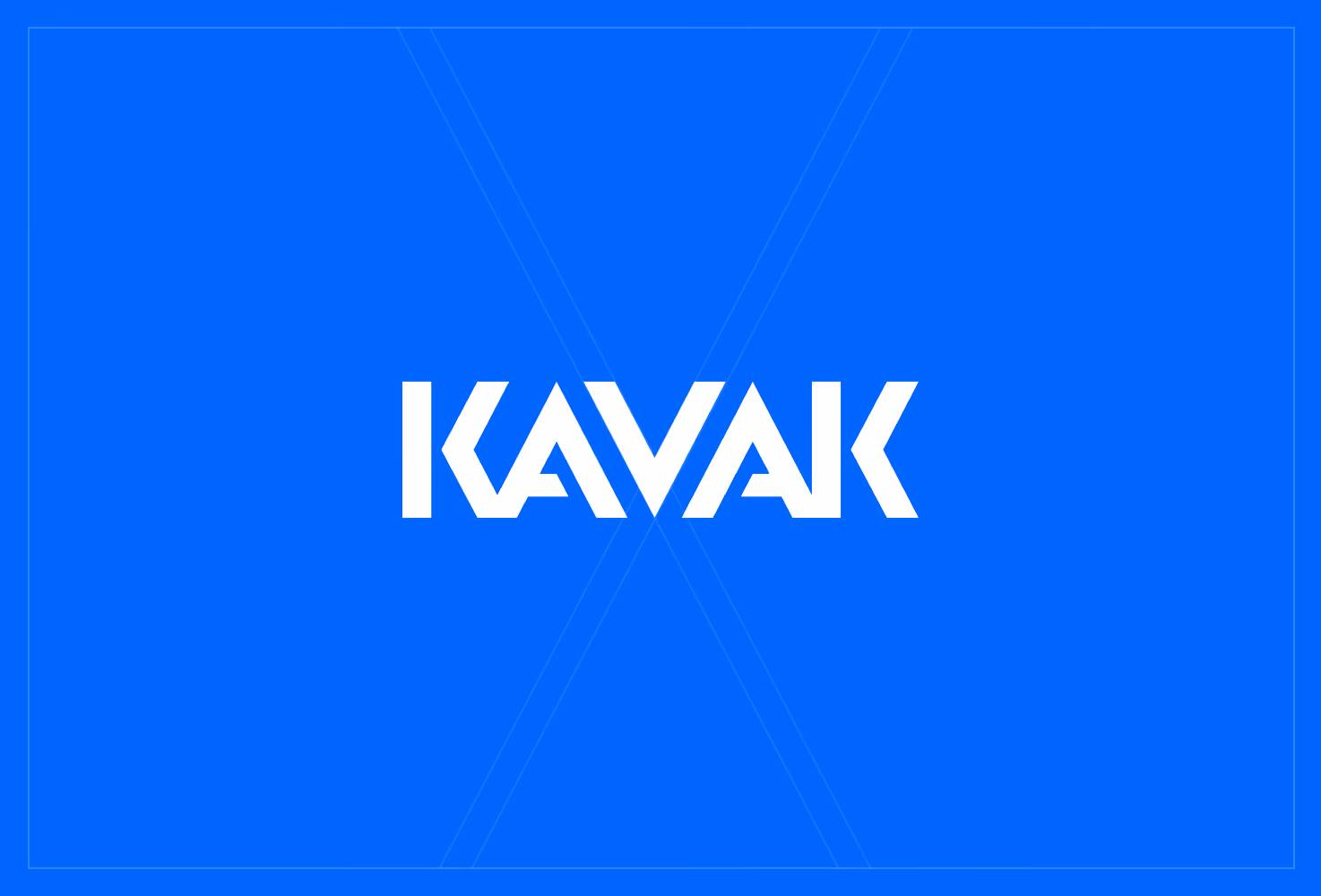 White KAVAK text logo on a solid blue background.