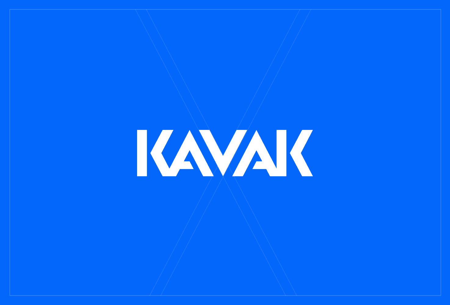 White KAVAK logo centered on a solid bright blue background.