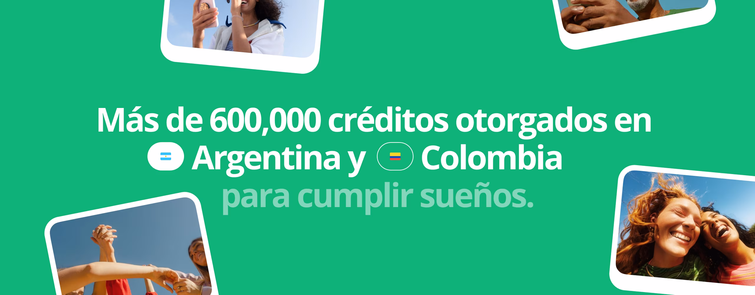 Anticipo banner celebrating over 600,000 loans granted in Argentina and Colombia.