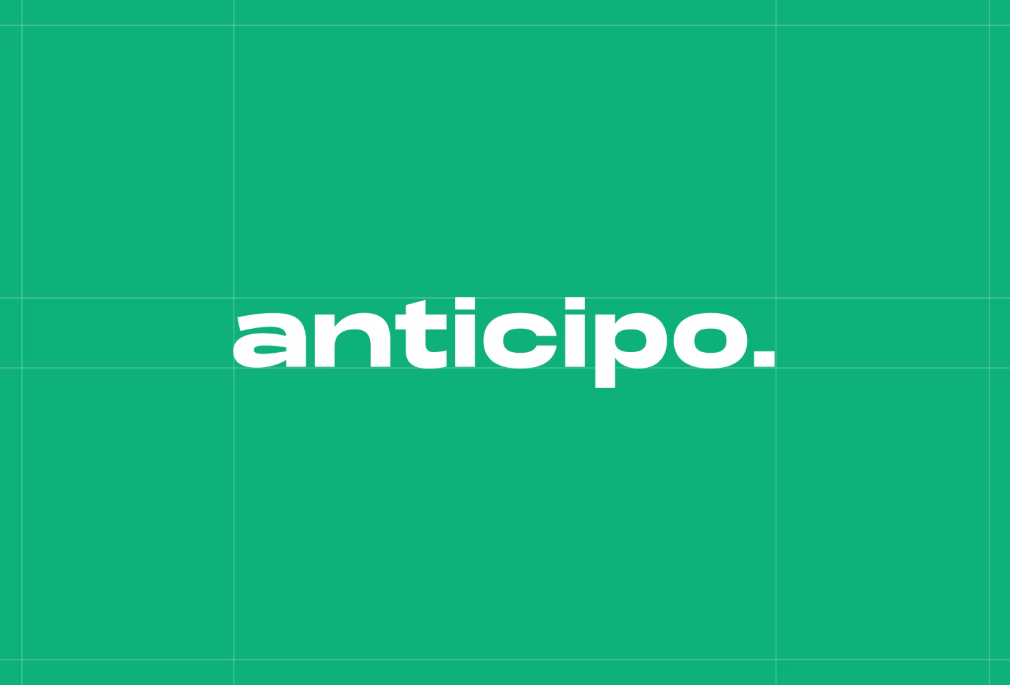 Anticipo wordmark in white on a green background.