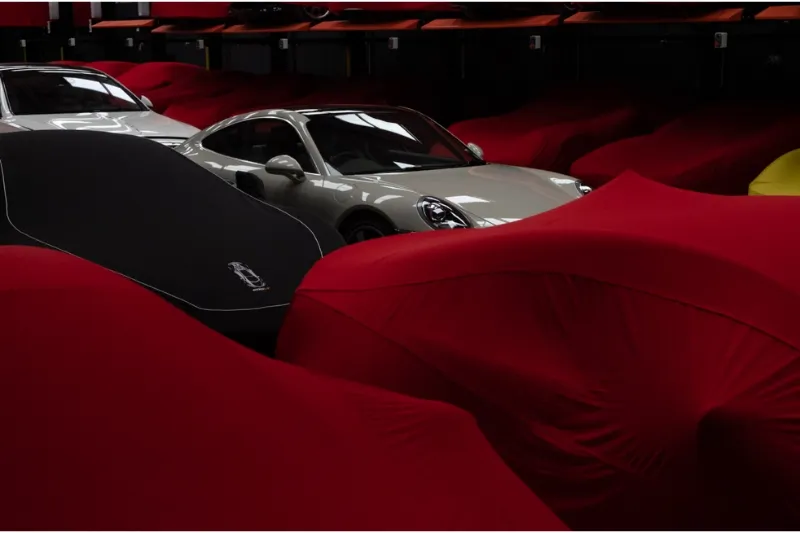 Splitter-safe low-angle ramp for supercar storage at Auto Classica.