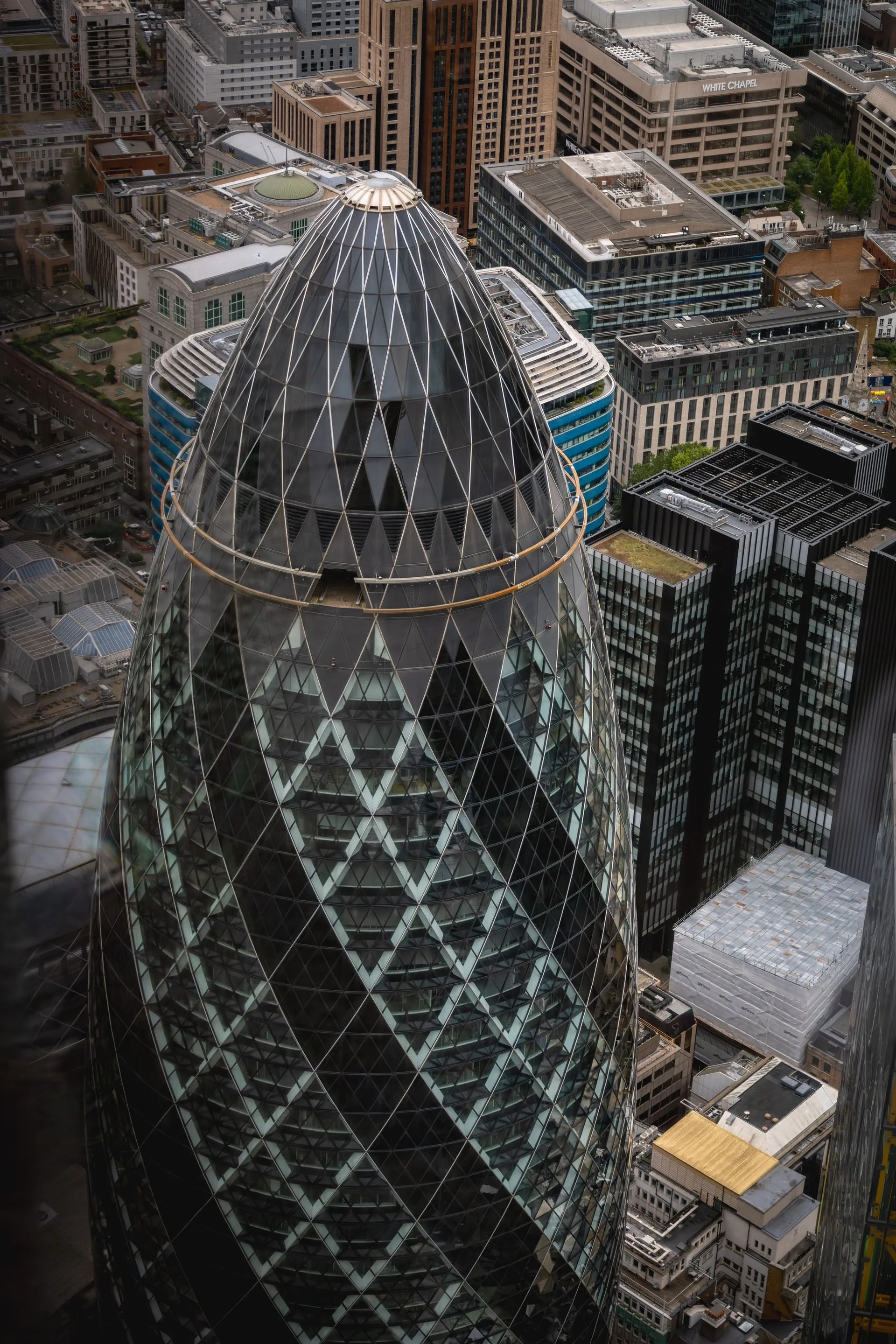Stunning aerial shot of the Gherkin skyscraper i
