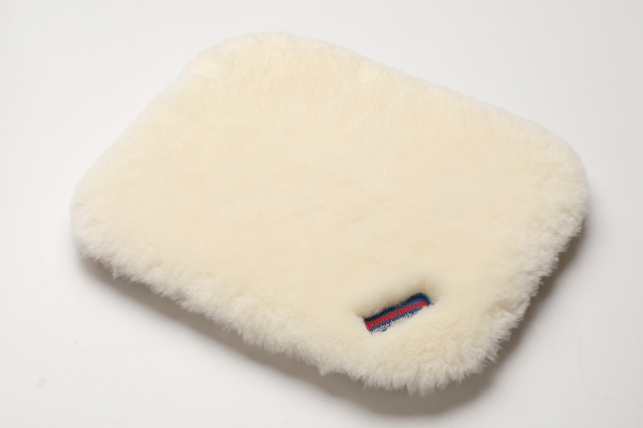 Bumwarmer off-white Australian sheepskin seat cushion