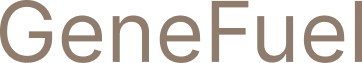 GeneFuel wordmark logo with stylized F in dark brown color.