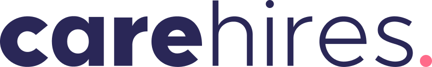 carehires brand name text in dark purple with a pink dot at the end