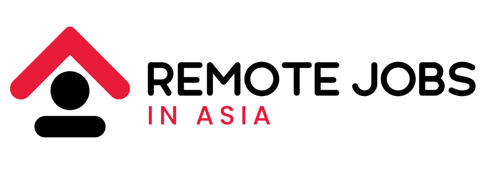 Logo with red upward arrow and text 'Remote Jobs in Asia'.