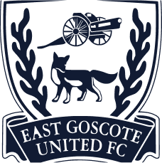 Shield emblem with a cannon, a fox beneath it, and a banner reading East Goscote United FC.
